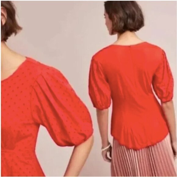 Anthropologie Eva Franco Reeves Eyelet Peplum Blouse - Picture 3 of 3